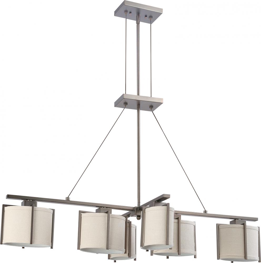 Portia ES - 6 Light Island Pendant w/ Khaki Fabric Shades - (6) 13w GU24 Lamps Included