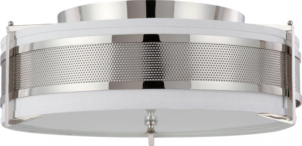 4-Light Large Flush Mount Ceiling Light in Polished Nickel Finish with Slate Gray Shade/Frosted