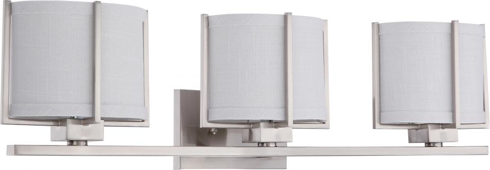 3-Light Vanity Fixture in Brushed Nickel Finish with Slate Gray Shade and (3) 13W GU24 Lamps