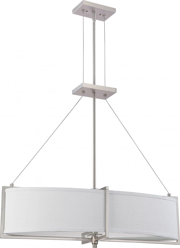 Portia ES - 4 Light Oval Pendant w/ Slate Gray Fabric Shades - (4) 13w GU24 Lamps Incl.