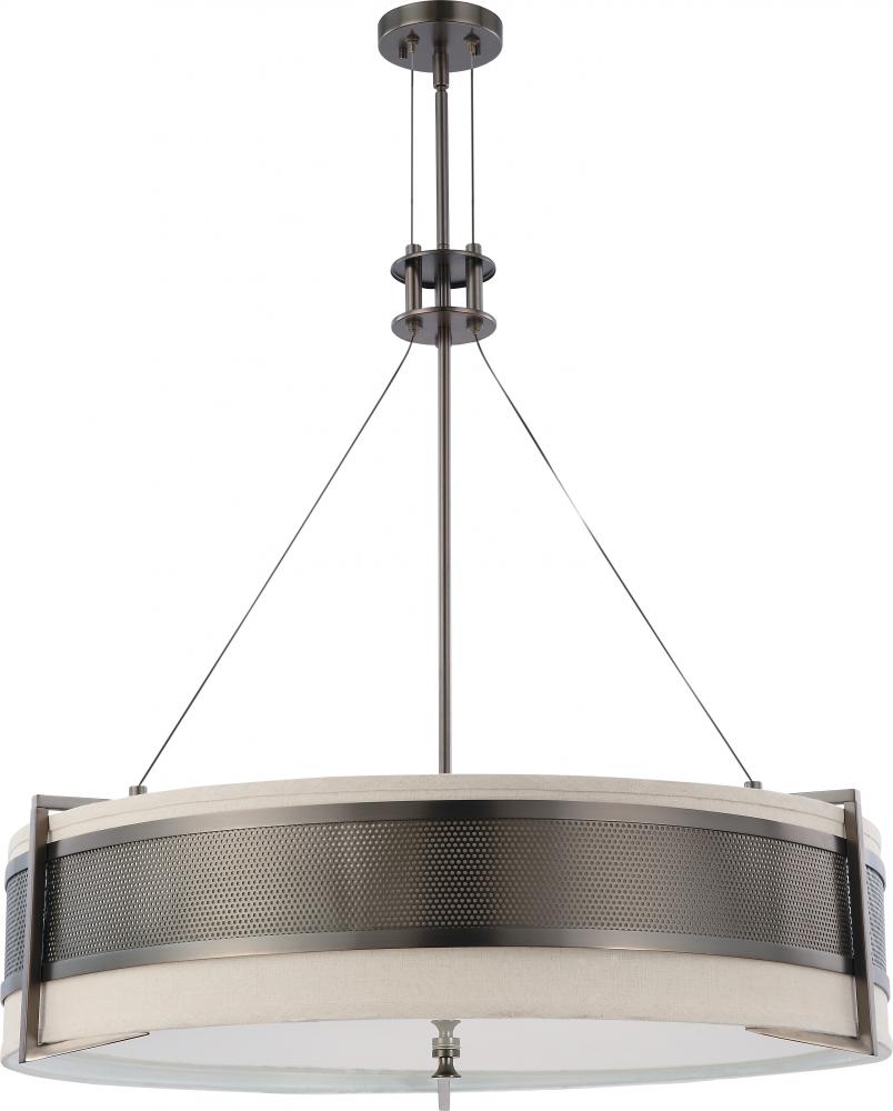 Diesel - 6 Light Round Pendant w/ Khaki Fabric Shade