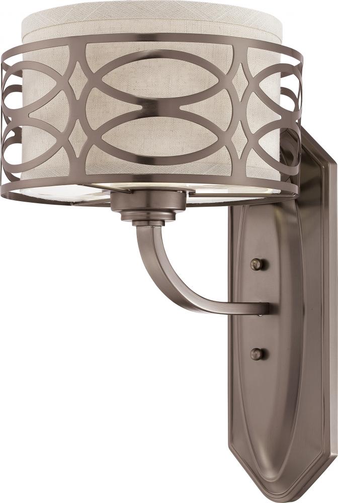 Harlow - 1 Light Vanity with Khaki Fabric Shade - Hazel Bronze Finish