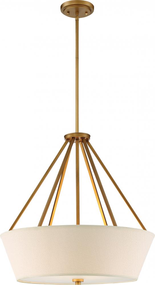 Seneca - 4 Light 22'' Pendant with Almond Mesh Fabric Shade - Natural Brass Finish