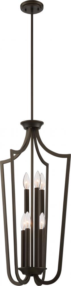 Laguna - 6 Light Cage Pendant - Forest Bronze Finish