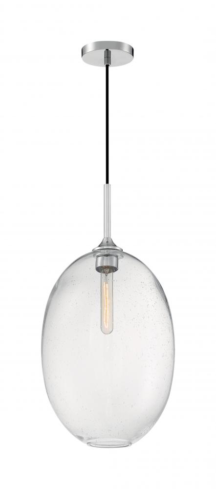 Aria - 1 Light Pendant with Seeded Glass - Polished Nickel Finish