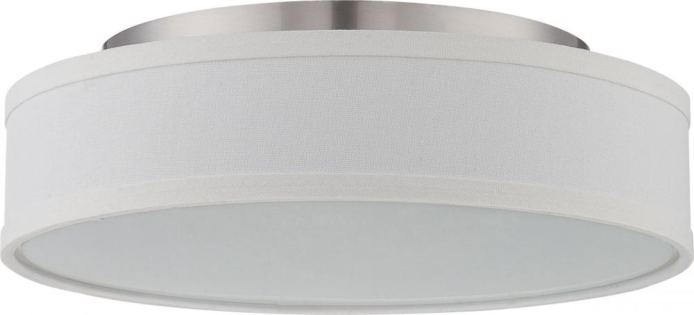 Heather - LED Flush with White Linen Shade - Brushed Nickel Finish