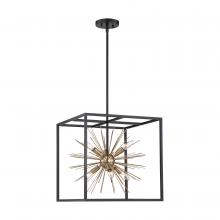 Nuvo 60/6730 - Spirefly- 6 Light PendantMatte Black and Burnished Brass Finish