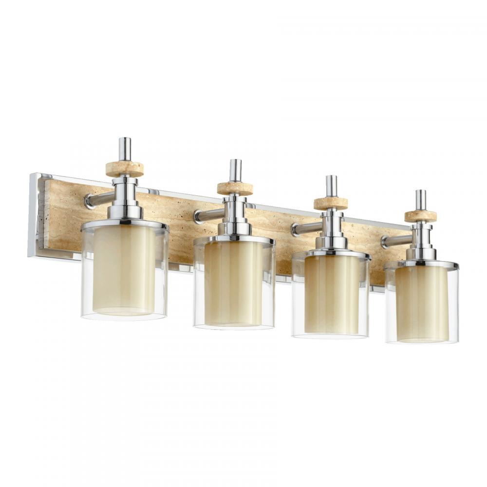 Four Light Chrome Clear Glass Vanity