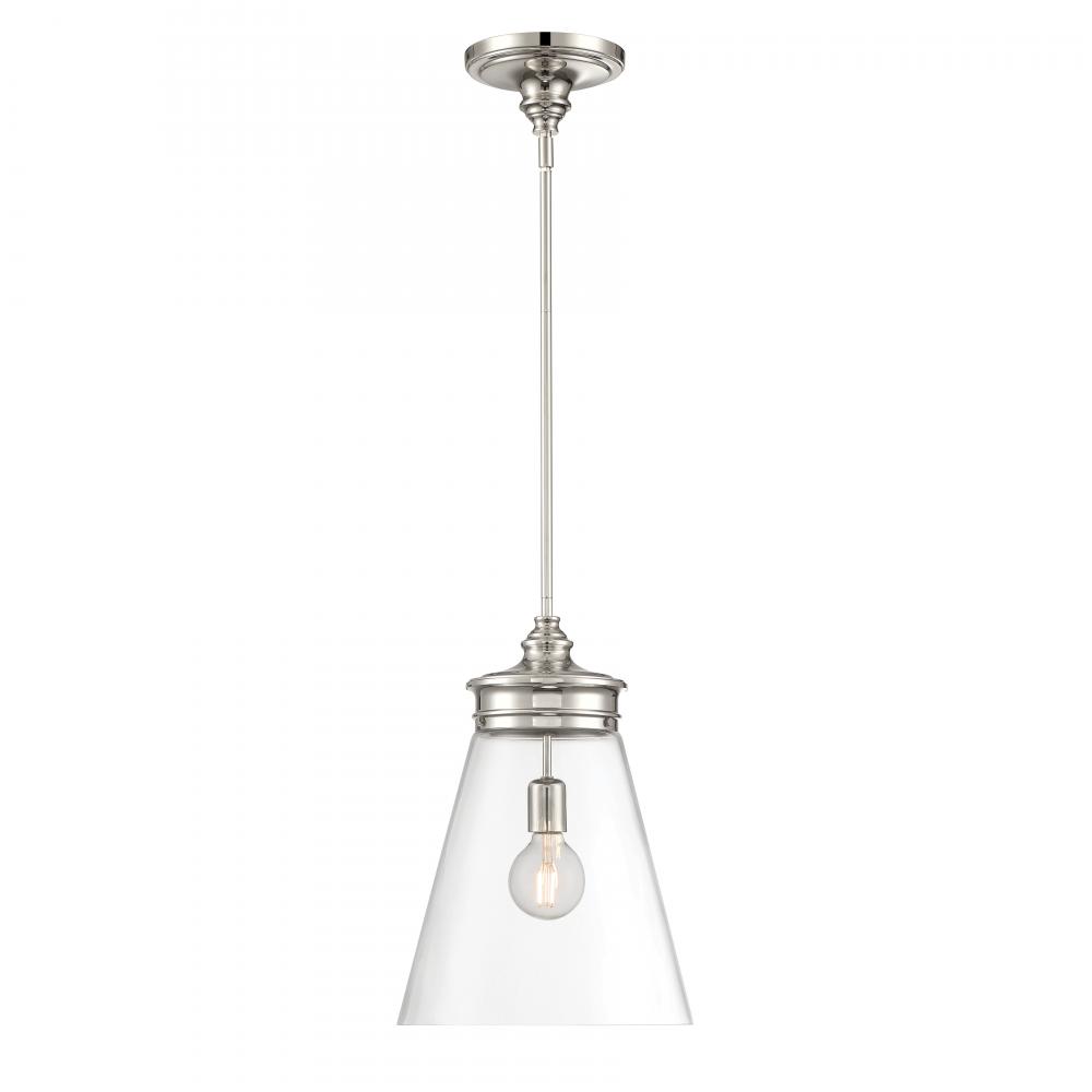 Emma 12'' Wide 1-Light Pendant - Polished Nickel