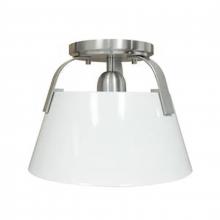 ELK Home 90180/1 - Jepson 9.5'' Wide 1-Light Semi Flush Mount - Matte White with Brushed Nickel